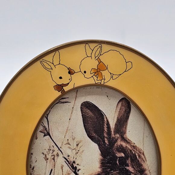 Vintage Oval Picture Frame - Easter Rabbit Decor Nursery Accent Fits 3x4 Photo - Picture 2 of 10
